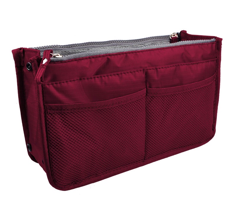 Vercord Updated Purse Handbag Organizer Insert Liner Bag in Bag 13 Pockets Burgundy Large - Image 1